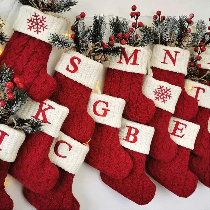 Decoração de Natal Meia com Letra do Alfabeto - Ilúmine Decor