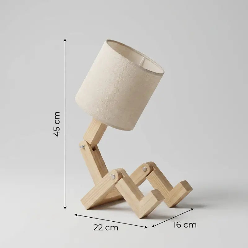 Abajur de Mesa Articulável Porta Livro em Madeira com Cúpula Linho- Ilúmine Decor
