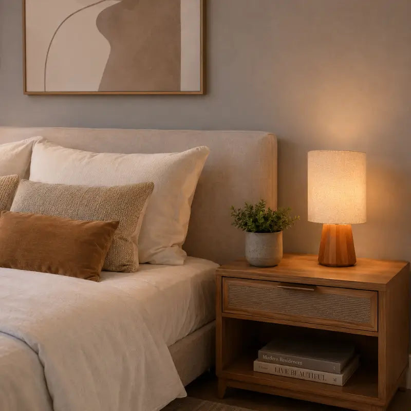 Abajur de Mesa Minimalista Cúpula de Linho - Ilúmine Decor