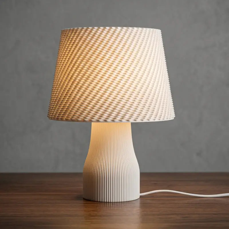 Abajur de Mesa Texturizado com Cúpula Estilo Crochê para Quarto - Ilúmine Decor