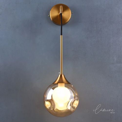 Arandela de Parede Gota Metal e Vidro Ilúmine Decor