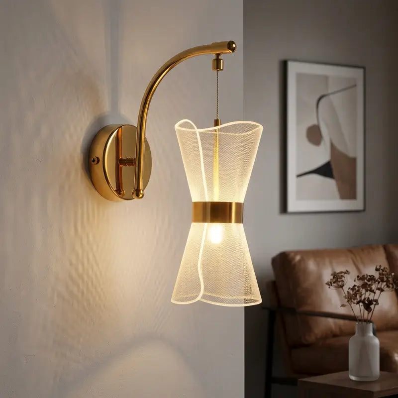 Arandela de Parede Dourada 3 Cores de Luz Bivolt - Ilúmine Decor