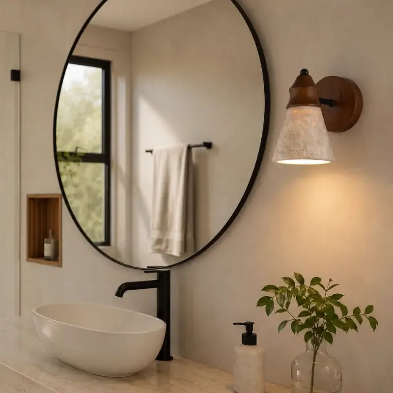 Arandela de Parede Estilo Japonês Pedra Natural - Ilúmine Decor