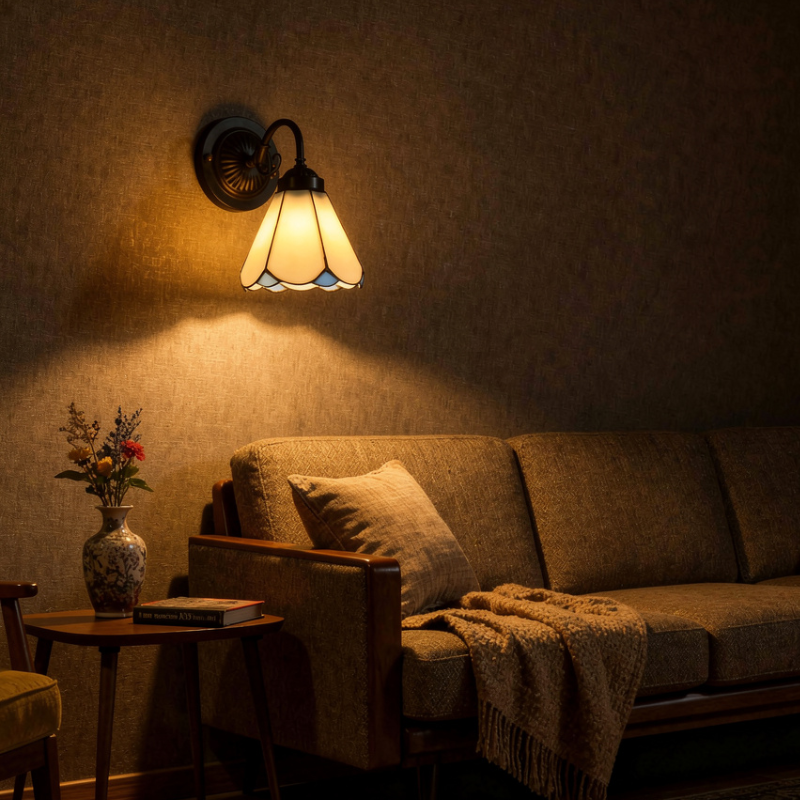 Arandela de Parede Estilo Tiffany Vidro Sextavado Europeia - IIúmine Decor
