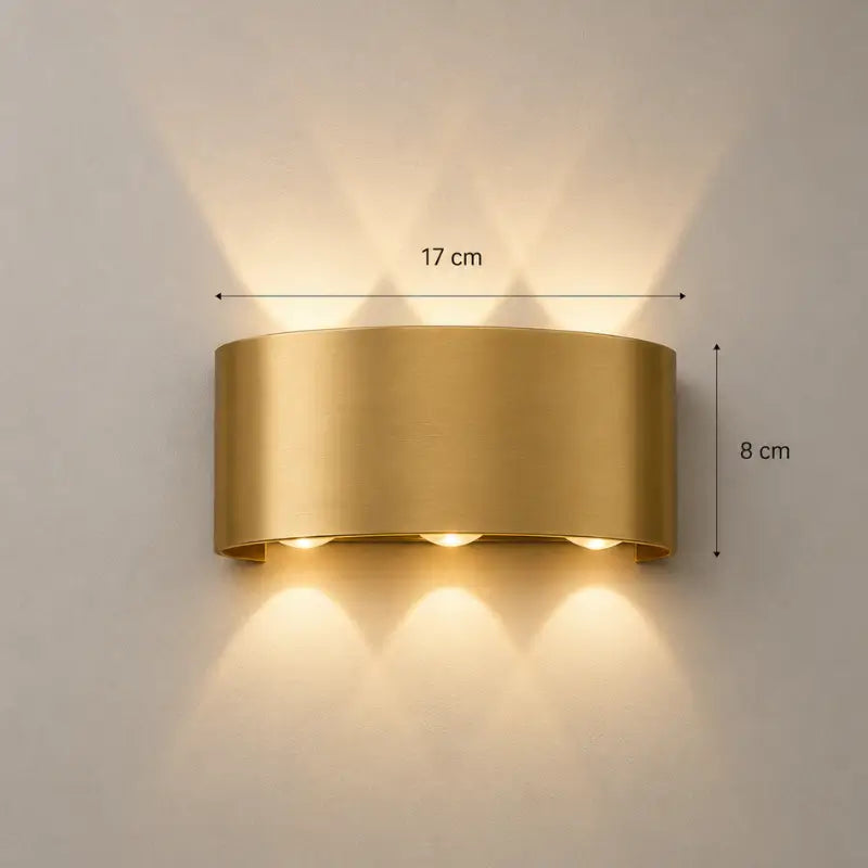 Arandela de Parede LED Externa IP65 Dourada 6w - Ilúmine Decor