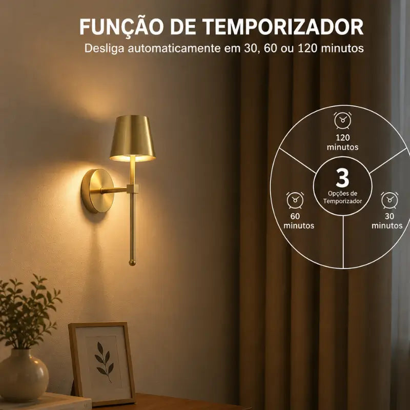 Arandela de Parede LED Retrô Recarregável Sem Fio - Ilúmine Decor