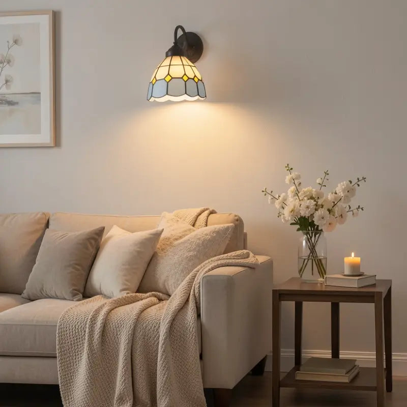Arandela de Parede Premium Vidro e Metal Estilo Tiffany Vintage - Ilúmine Decor