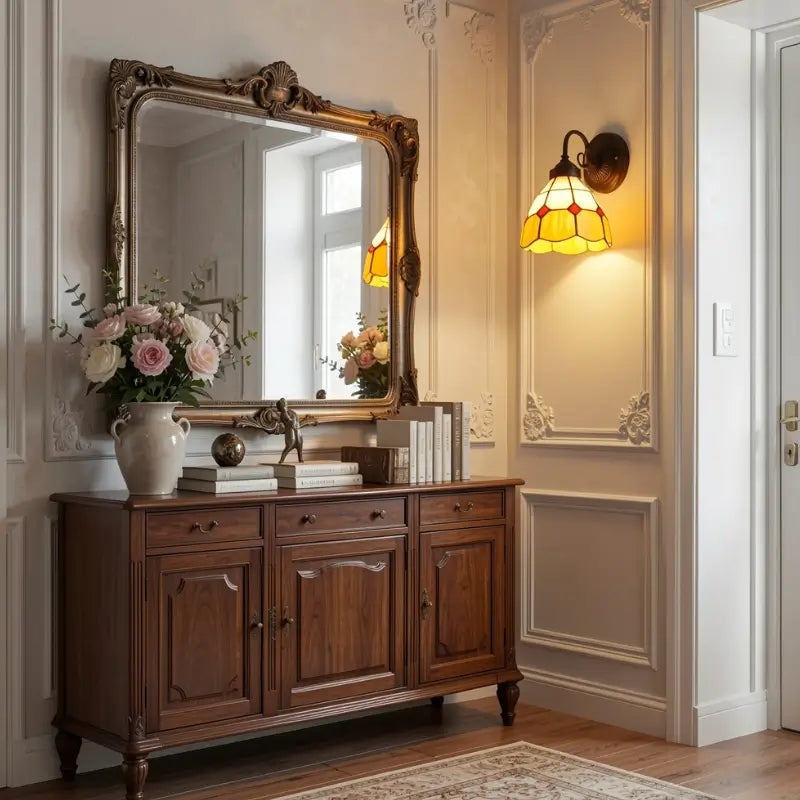 Arandela de Parede Premium Vidro e Metal Estilo Tiffany Vintage - Ilúmine Decor