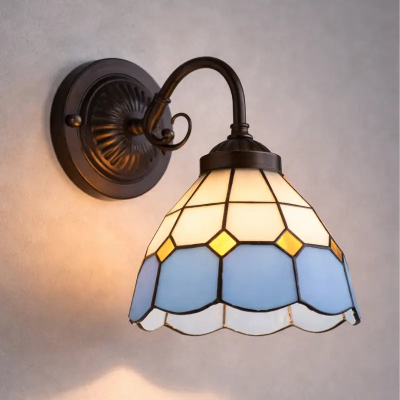 Arandela de Parede Premium Vidro e Metal Estilo Tiffany Vintage - Ilúmine Decor