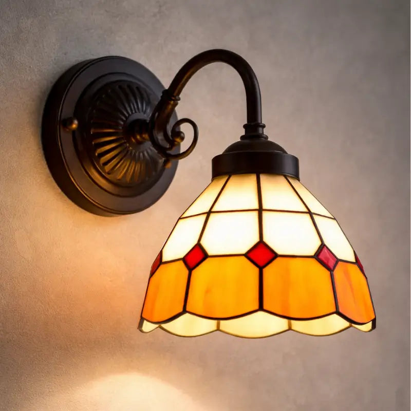 Arandela de Parede Premium Vidro e Metal Estilo Tiffany Vintage - Ilúmine Decor