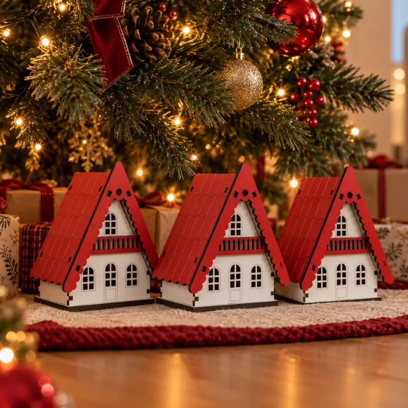 Decoração de Natal Casinhas Decorativas 3 Peças - Ilúmine Decor