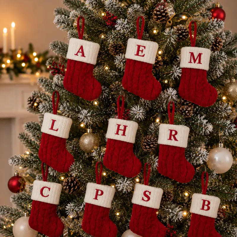 Decoração de Natal Meia com Letra do Alfabeto - Ilúmine Decor