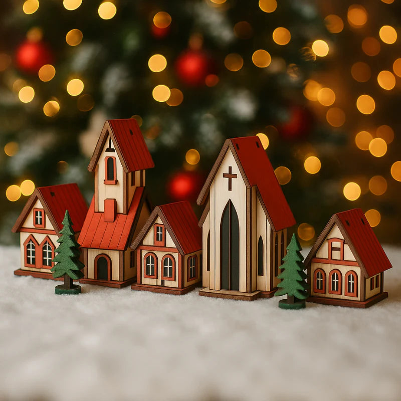 Decoração de Natal Vila de casas 5 peças - Ilúmine Decor