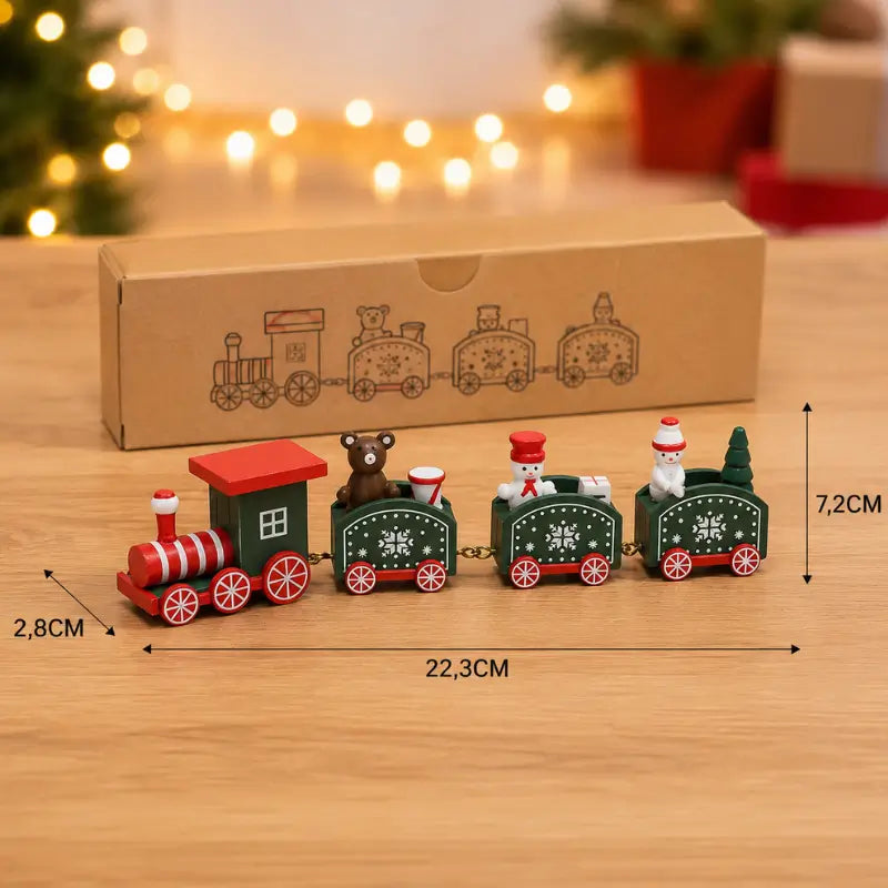 Enfeite de Natal Trenzinho Natalino em Madeira - Ilúmine Decor