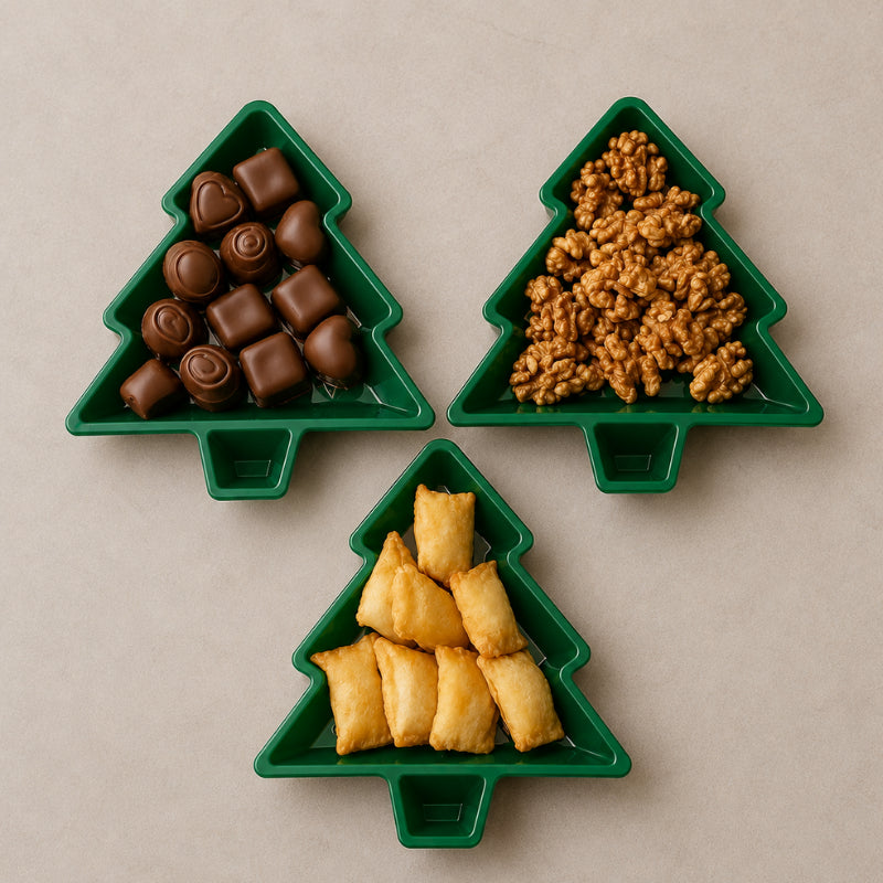 Kit 3 Pratos de Natal Decorativos Árvore