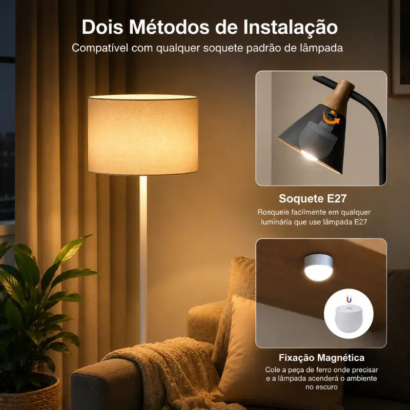 Lâmpada LED Recarregável Sem Fio E27 15 Cores Controle Remoto - Ilúmine Decor