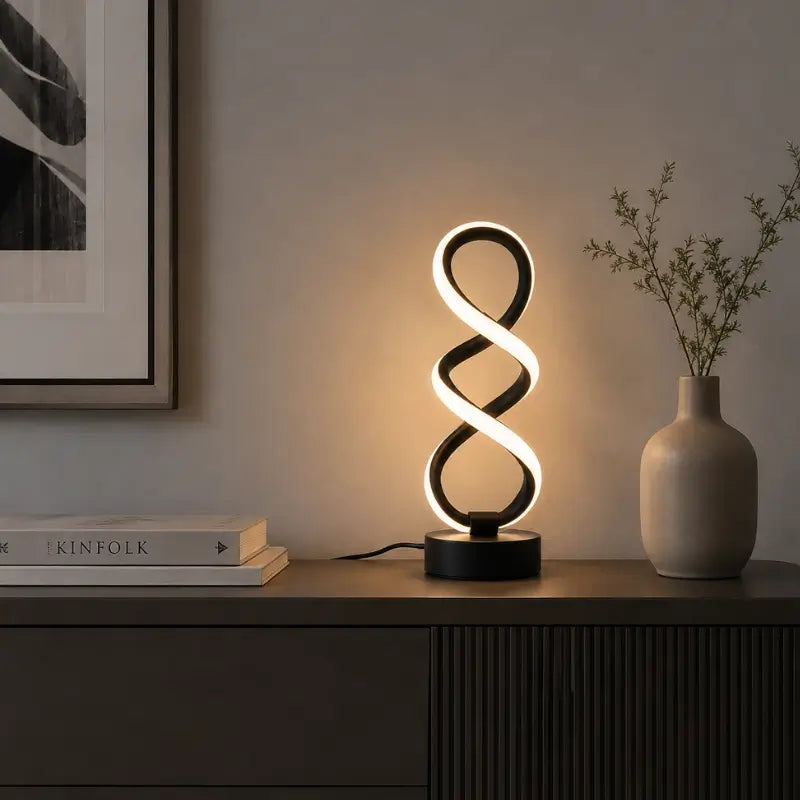 Luminária de Mesa LED Ondulada Moderna 3 Tons de Luz - Ilúmine Decor