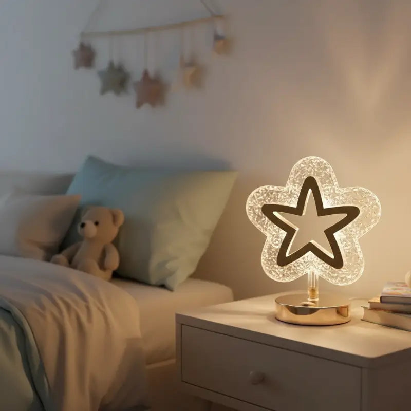 Luminária de Mesa Decorativa LED 3D Lua Estrela - Ilúmine Decor