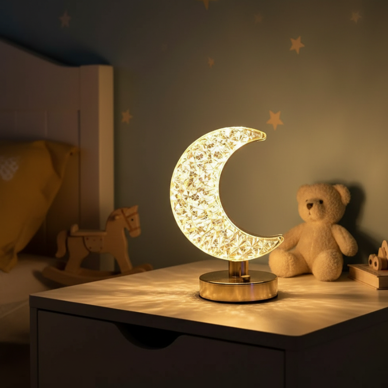 Luminária de Mesa Decorativa LED 3D Lua Estrela - Ilúmine Decor