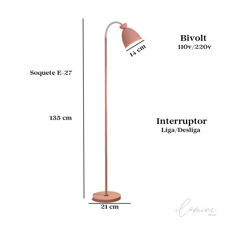 Luminária de Chão Articulada com Pedestal 360° - IlúmineDecor