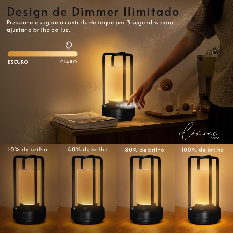 Luminária de Mesa Lamparina de Led - Ilúmine Decor