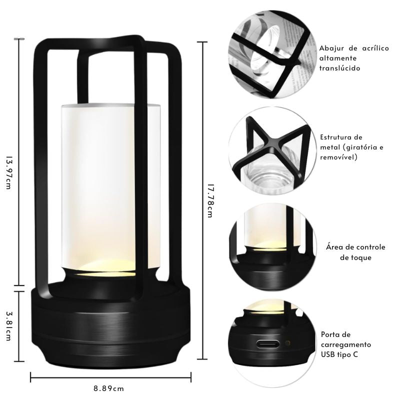 Luminária de Mesa Lamparina de Led - Ilúmine Decor