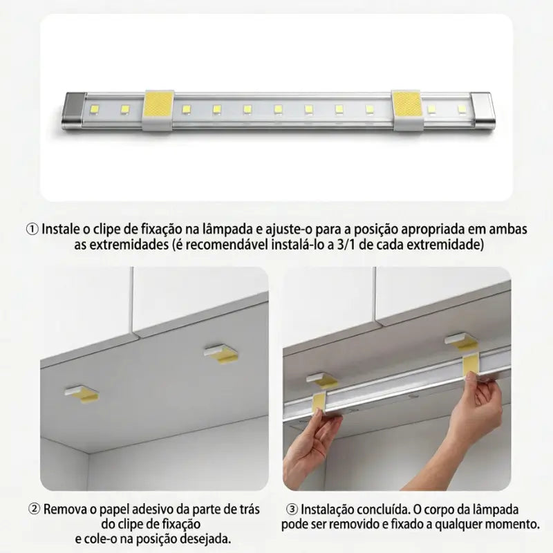Luminária LED com Sensor de Movimento Recarregável USB 3 Cores luz - Ilúmine Decor