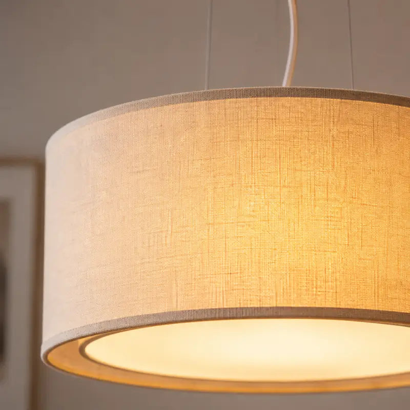Luminária Pendente de Teto com Cúpula Dupla em Linho 40cm - Ilúmine Decor