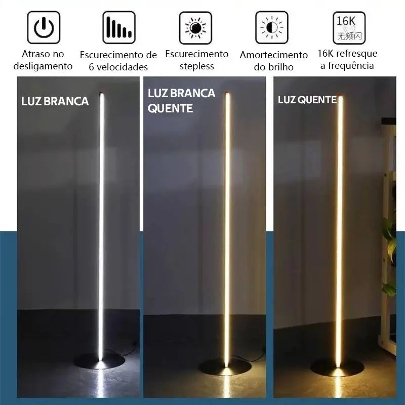 Luminária de Chão Barra Led Minimalista - Ilúmine Decor