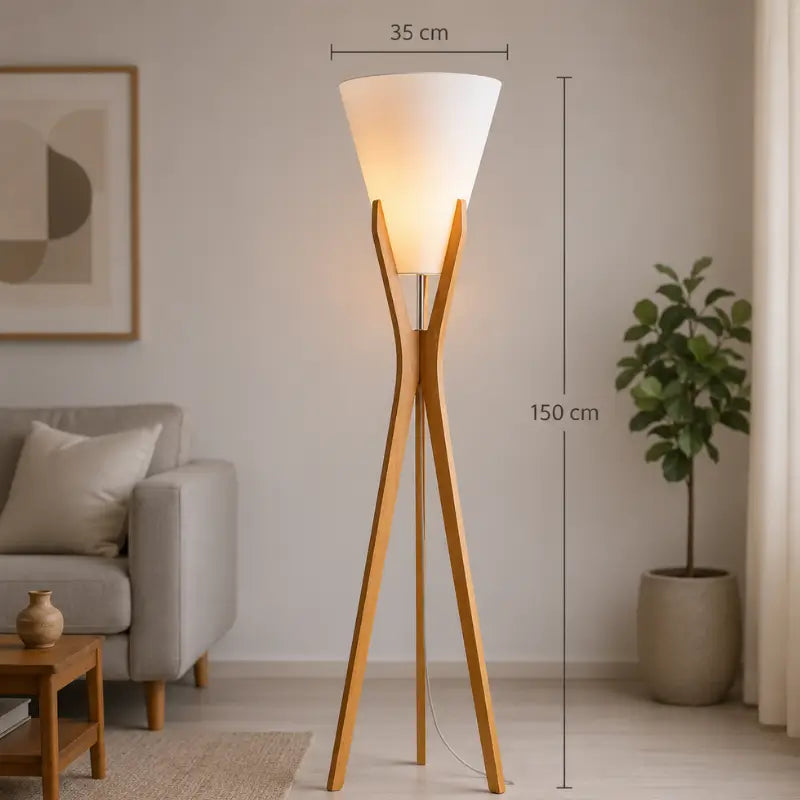 Luminária de Chão Mônaco em Madeira Desmontável para Sala - Ilúmine Decor