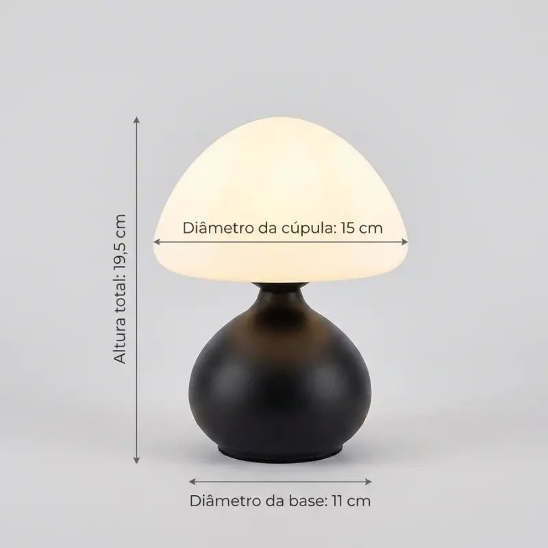 Luminária de Mesa Cogumelo LED Minimalista 3 Cores Dimerizável - Ilúmine Decor
