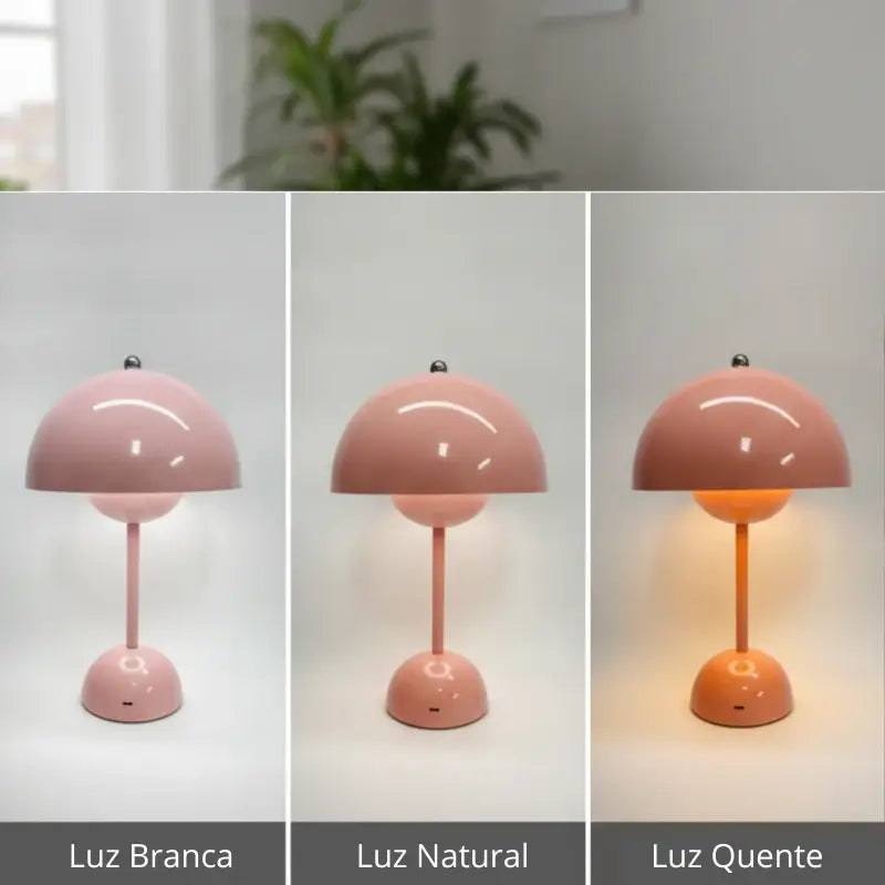 Luminária de Mesa Decorativa Cogumelo sem Fio - Ilúmine Decor