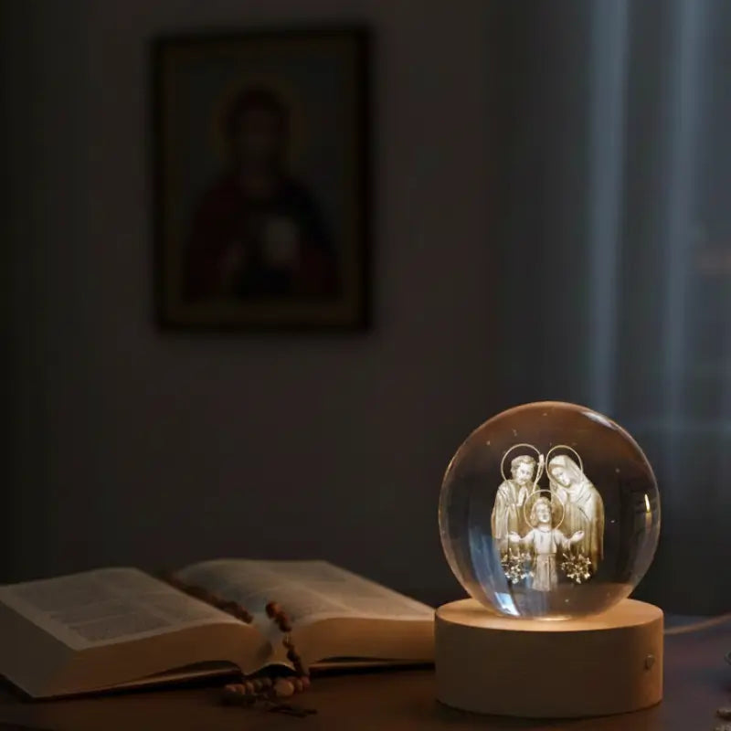 Luminária de Mesa Decorativa LED 3D Sagrada Família USB - Ilúmine Decor