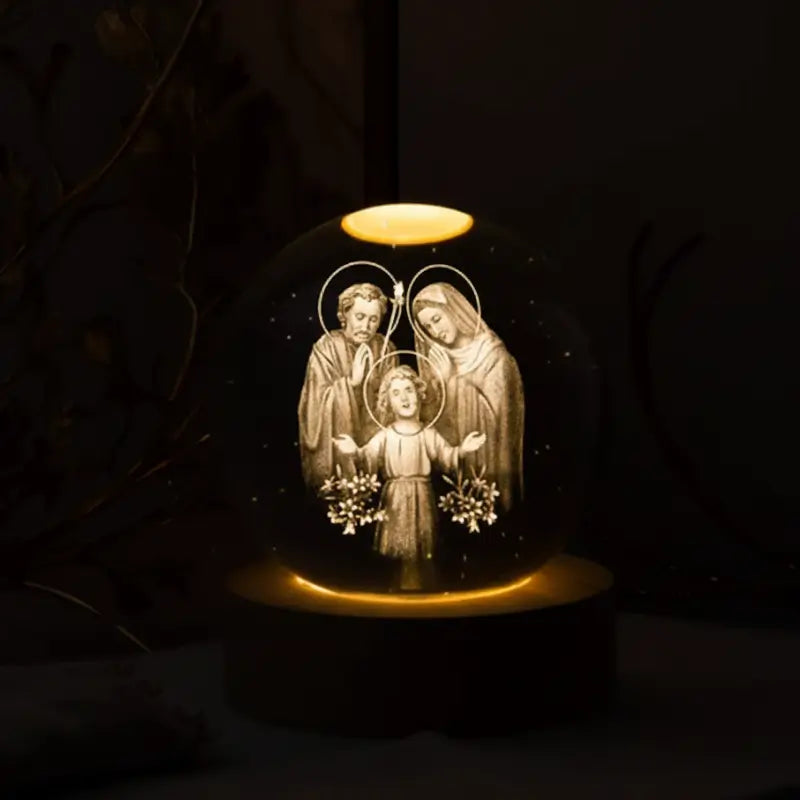 Luminária de Mesa Decorativa LED 3D Sagrada Família USB - Ilúmine Decor