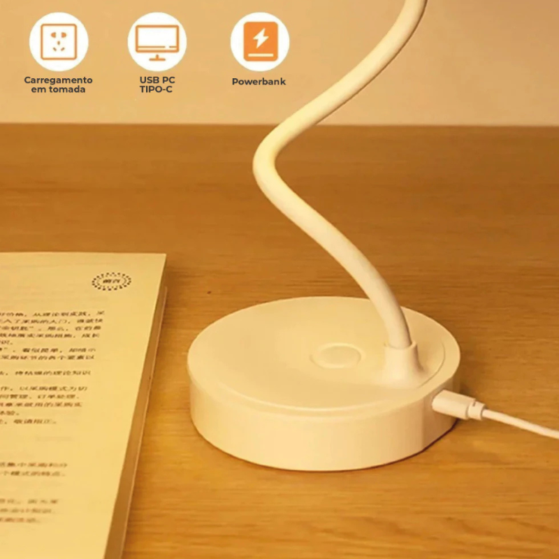Luminária de Mesa Decorativa LED Flexível Touch - Ilúmine Decor