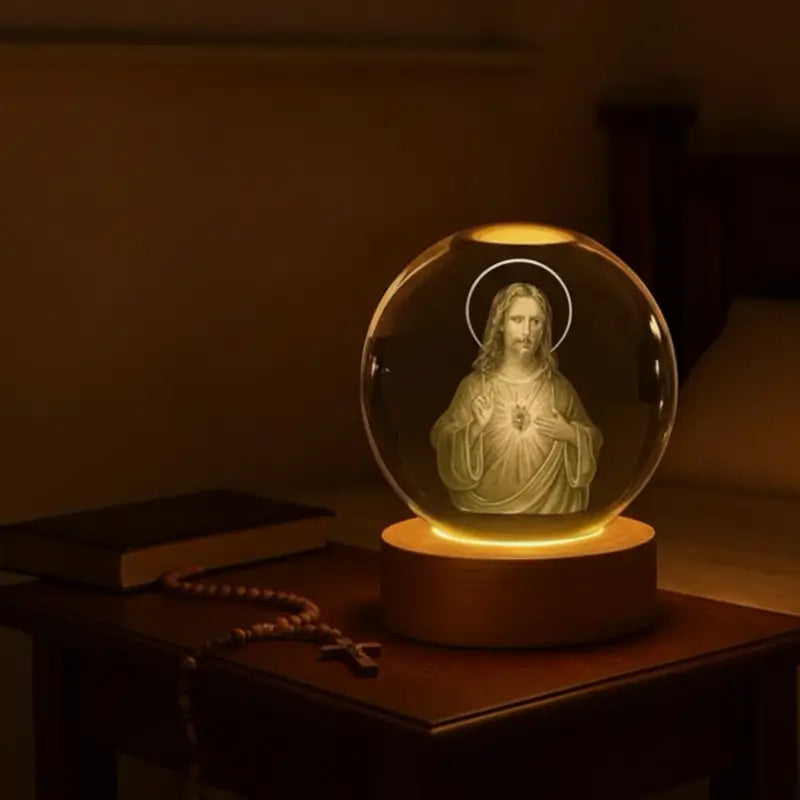 Luminária de Mesa Decorativa LED Globo 3D Religiosa - Ilúmine Decor