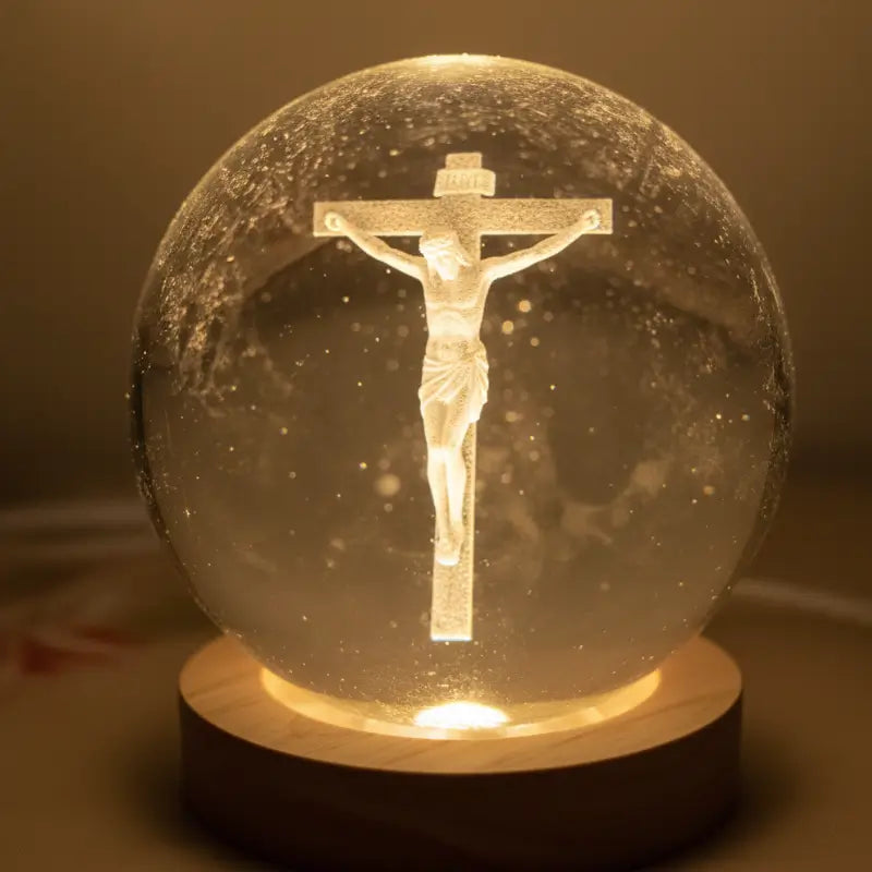 Luminária de Mesa Decorativa LED Globo 3D Religiosa - Ilúmine Decor