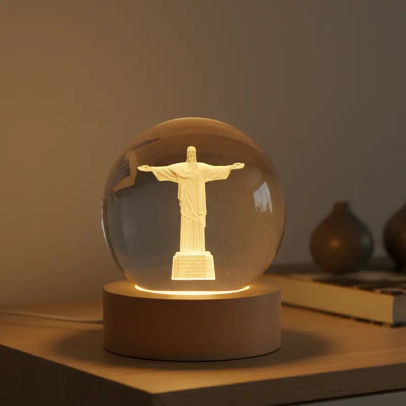 Luminária de Mesa Decorativa LED Globo 3D Religiosa - Ilúmine Decor