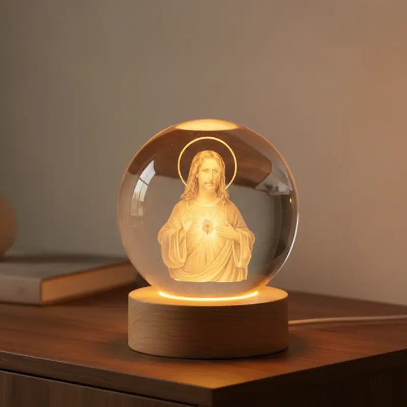 Luminária de Mesa Decorativa LED Globo 3D Religiosa - Ilúmine Decor