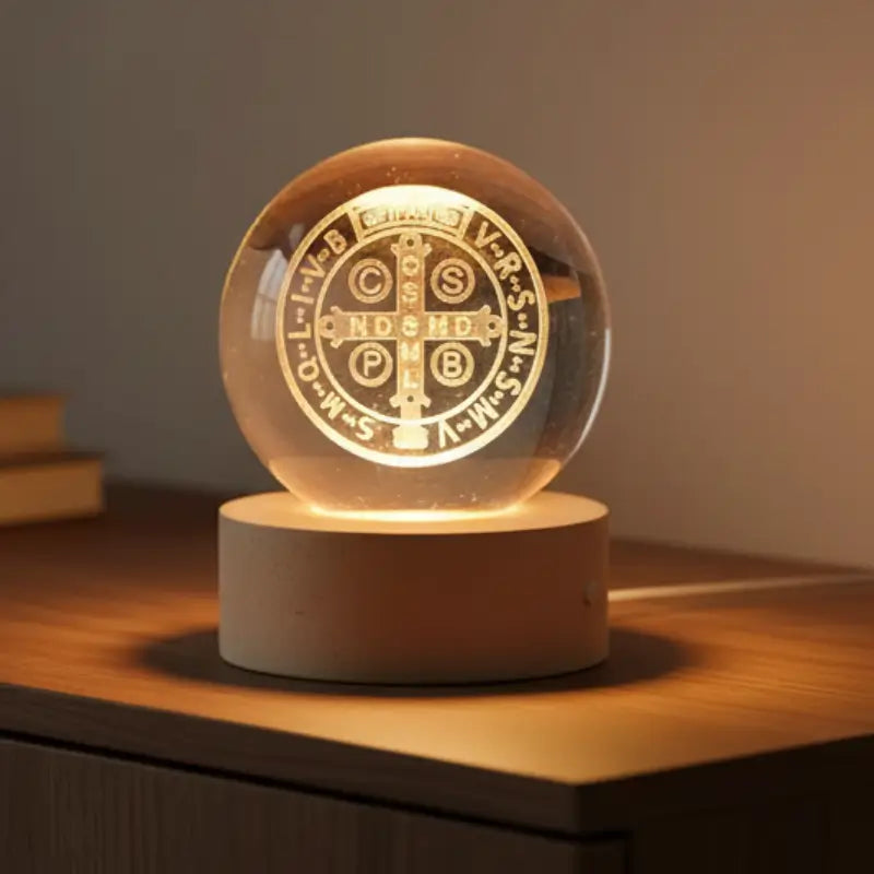 Luminária de Mesa Decorativa LED Globo 3D Religiosa - Ilúmine Decor