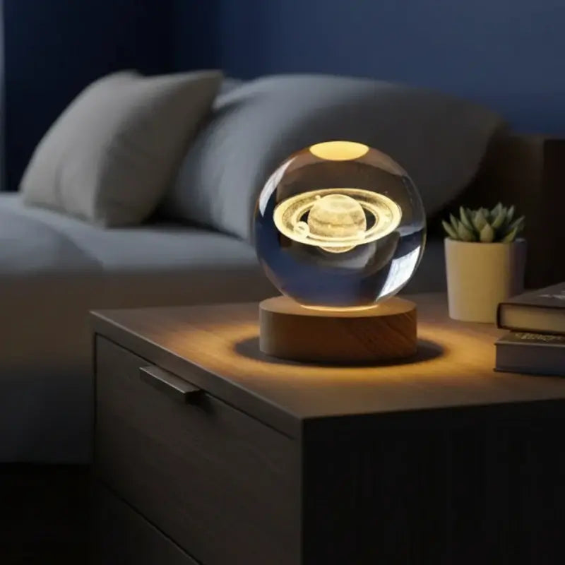Luminária de Mesa Decorativa LED Globo 3D Universo USB - Ilúmine Decor