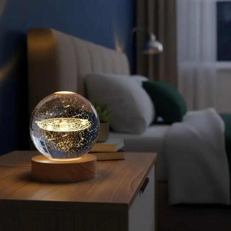 Luminária de Mesa Decorativa LED Globo 3D Universo USB - Ilúmine Decor