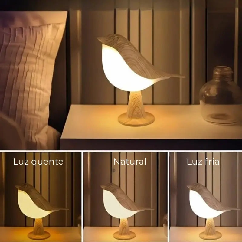 Luminária de Mesa Decorativa Passarinho LED 3 Tons de Luz - Ilúmine Decor