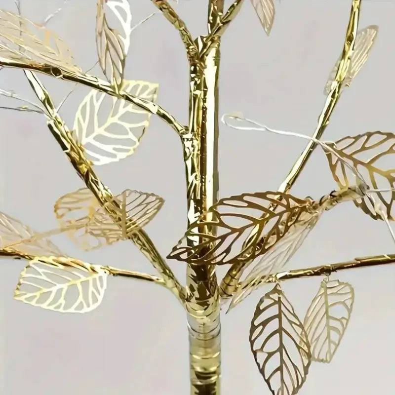Luminária de Mesa Decorativa Árvore LED Dourada - Ilúmine Decor