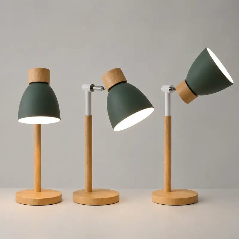 Luminária de Mesa Retrátil em Madeira Articulável 360° - IlúmineDecor