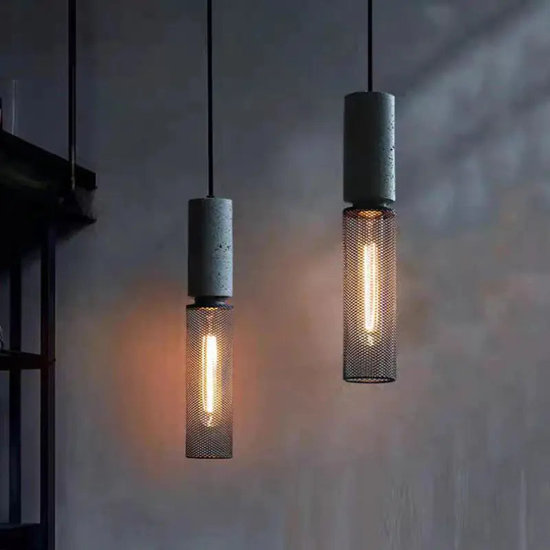 Luminária de Teto Pendente Cimento Queimado Estilo Industrial - Ilúmine Decor