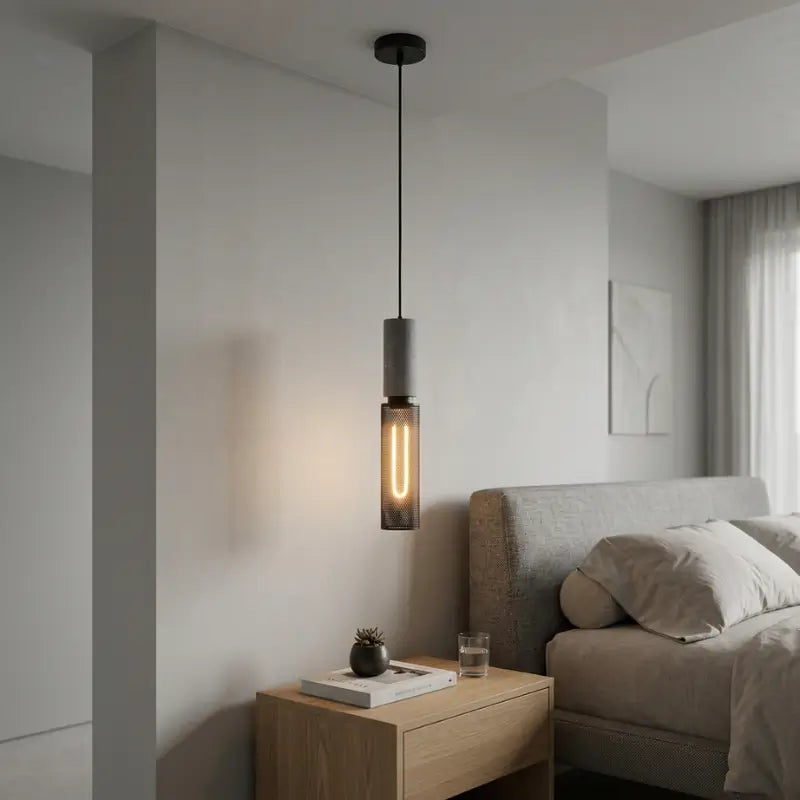 Luminária de Teto Pendente Cimento Queimado Estilo Industrial - Ilúmine Decor