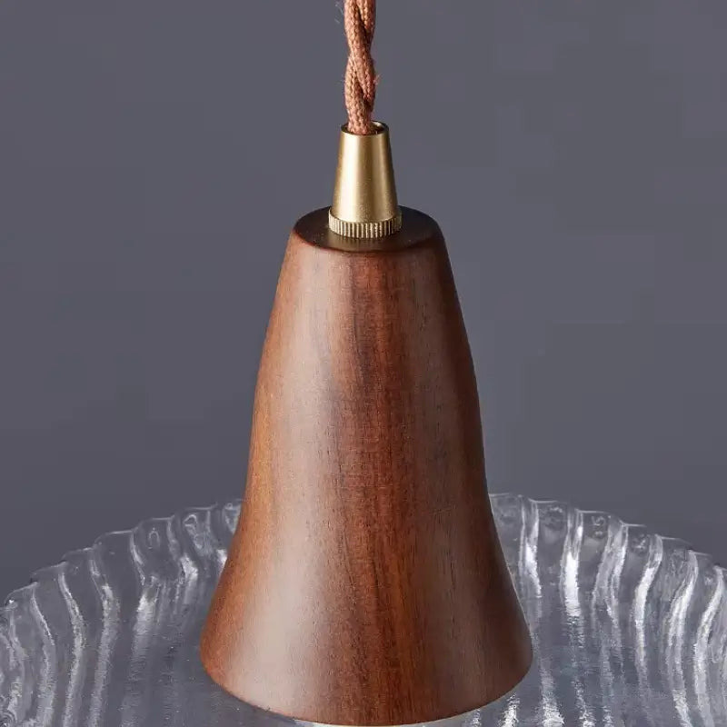 Luminária de Teto Pendente Madeira e Vidro Estilo Nórdico - Ilúmine Decor