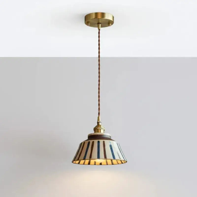 Luminária de Teto Pendente Vintage em Cerâmica e Pintada à Mão - Ilúmine Decor