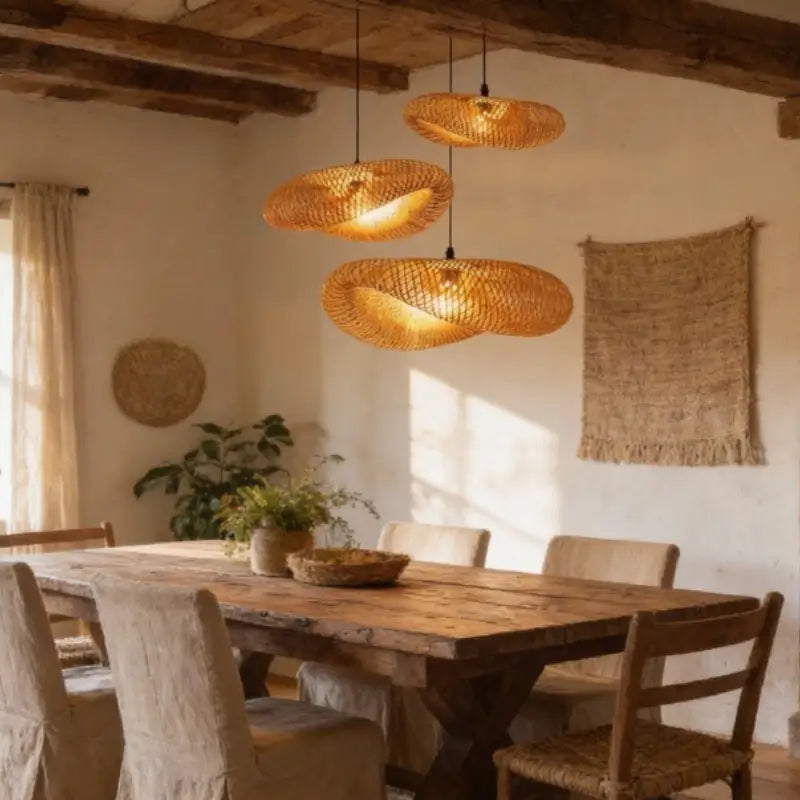 Luminária de Teto Pendente de Bambu 60cm Rattan - Ilúmine Decor